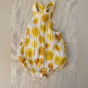 Angel Dear Yellow and White Sunface Muslin Baby Romper